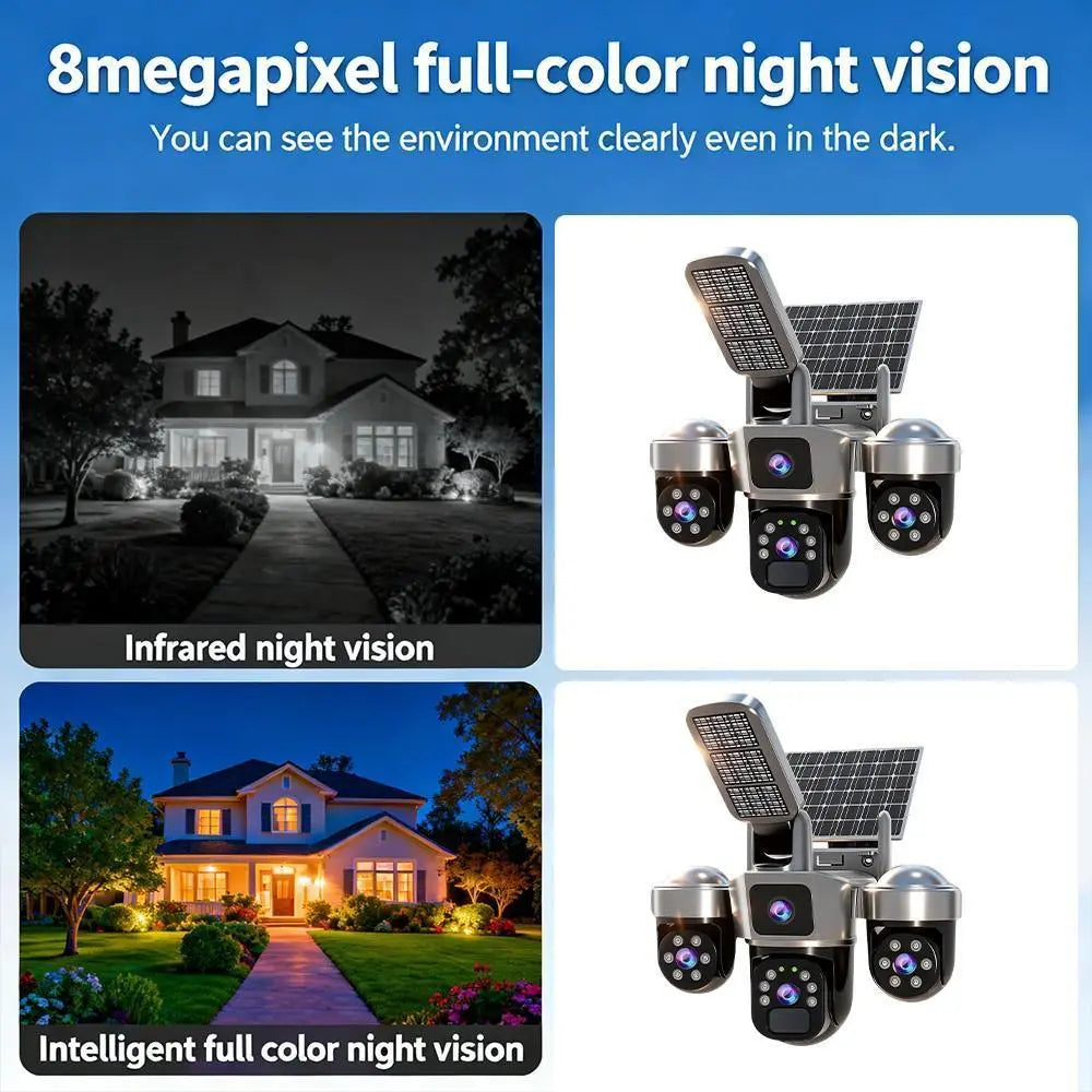 Revolutionary Solar CCTV WiFi Security Camera with Dual Lenses - 1080P HD Clarity, Motion Detection & Color Night Vision for Ultimate Outdoor Protection