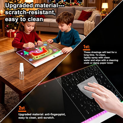 Illuminate Creativity with the 17" LED Drawing Board - 13 Light Effects & Rechargeable Glow Doodle Tablet for Kids - Perfect Gift for Birthdays & Holidays